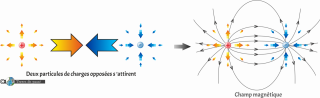 Deux particules magnétiques opposées produisent un champ magnétique