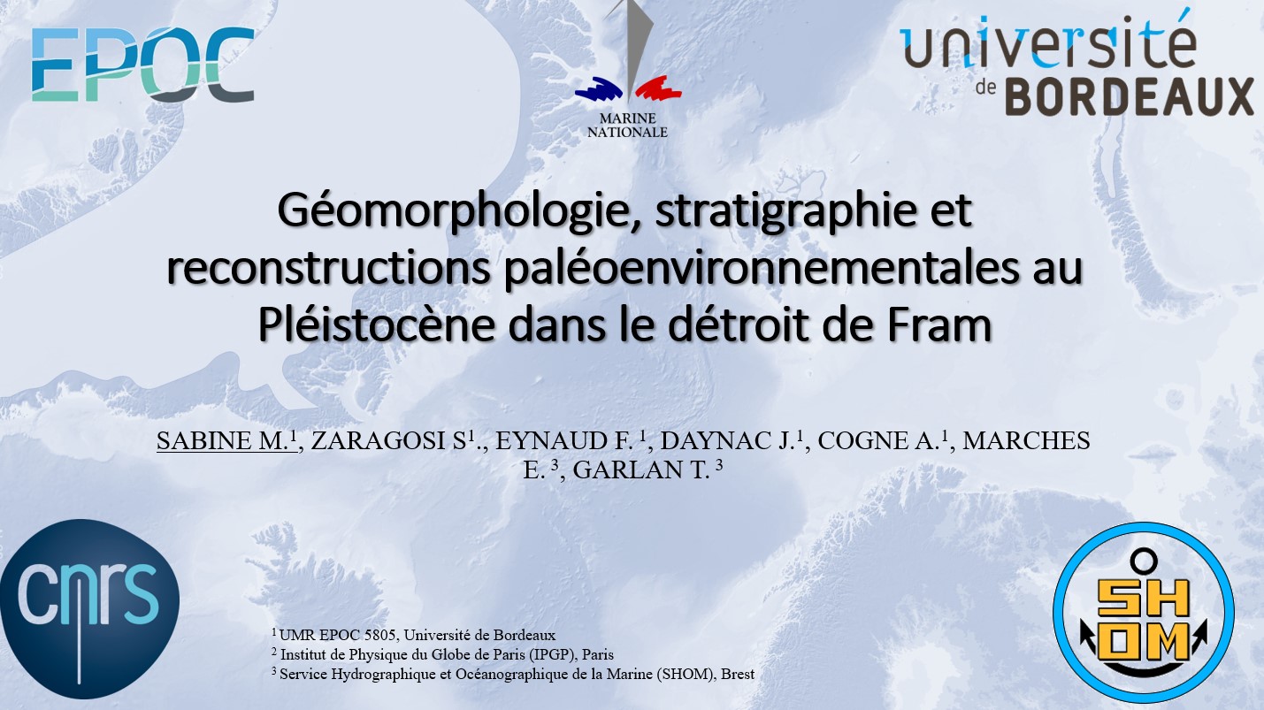 Géomorphologie, stratigraphie et reconstructions paléoenvironnementales au Pléistocène dans le détroit de Fram