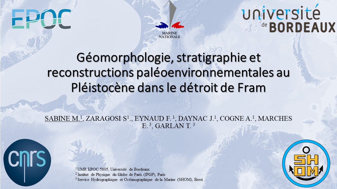 Géomorphologie, stratigraphie et reconstructions paléoenvironnementales au pléistocène dans le détroit de Fram