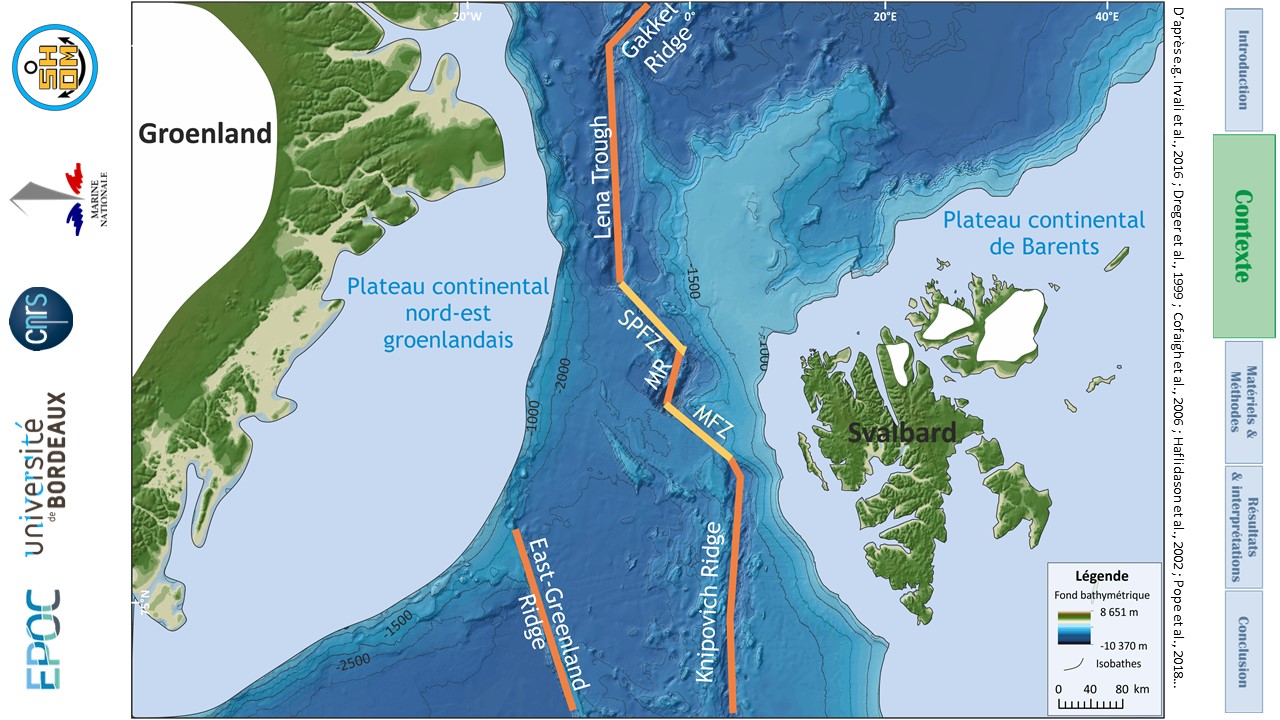 plateaux continentaux du Groenland et de Svalbard dans le Détroit de Fram