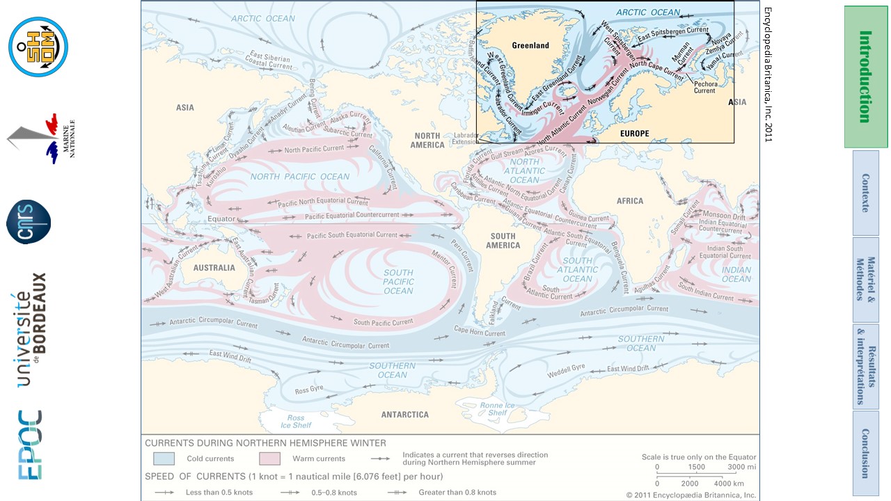 circulation océanique globale, courants chauds et courants froids, zoom sur les mers nordiques 