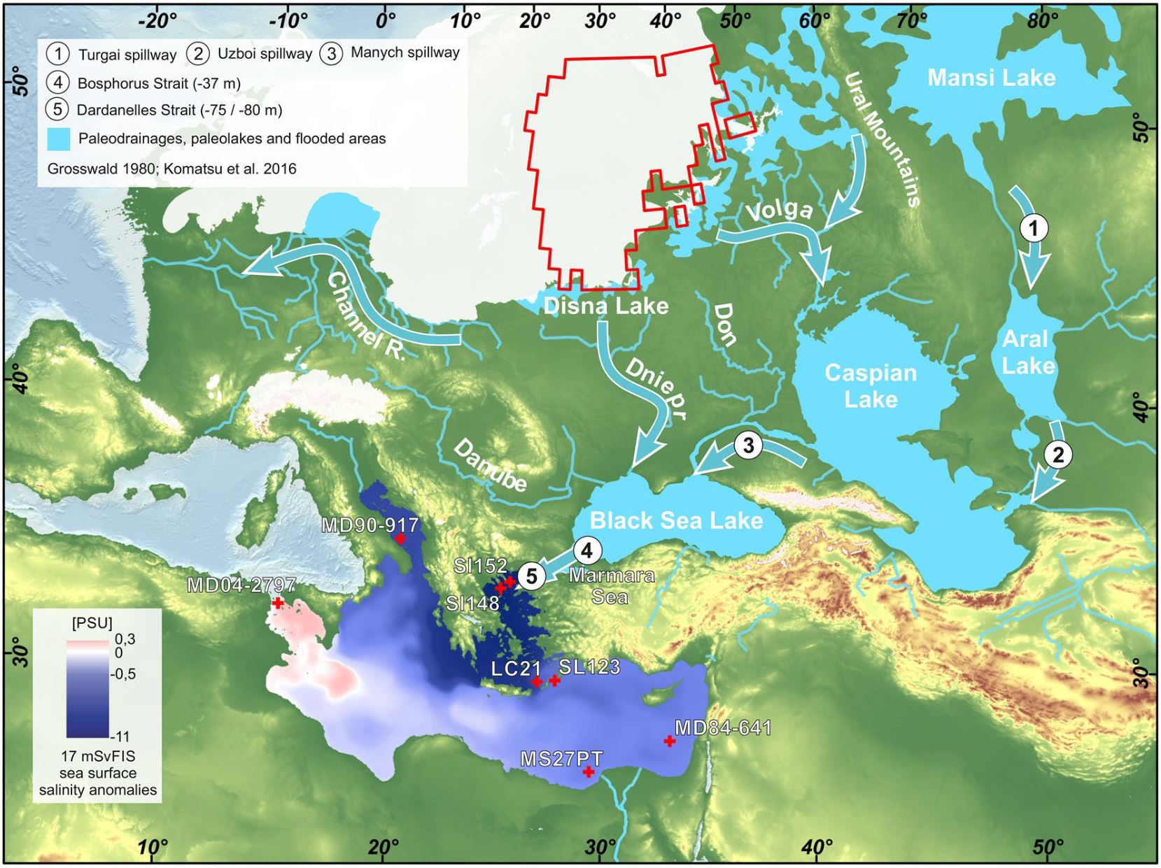 Freshwater influx to the Eastern Mediterranean Sea from the melting of the Fennoscandian ice sheet during the last deglaciation