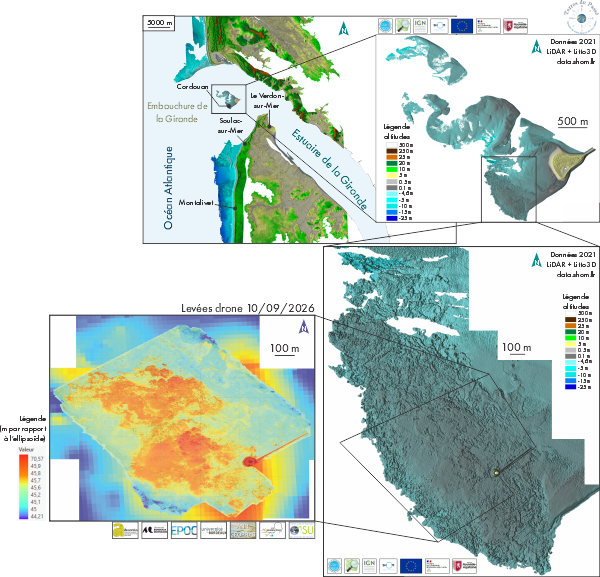 Cartes détaillées de la zone de Cordouan