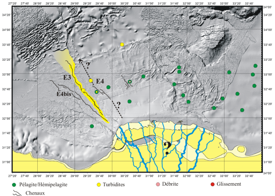 Carte du syst&egrave;me profond du Nil - th&egrave;se Emmanuelle Ducassou