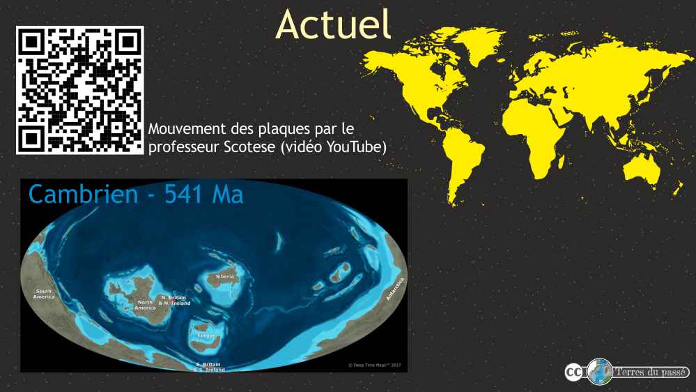 paléocarte entre le cambrien et l'actuel