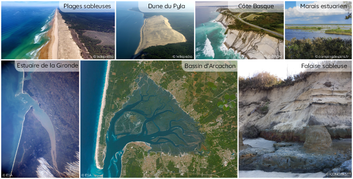 Image des différents paysages littoraux de Nouvelle-Aquitaine