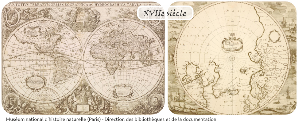 Cartes du MNHM représentant le monde au 17e siècle