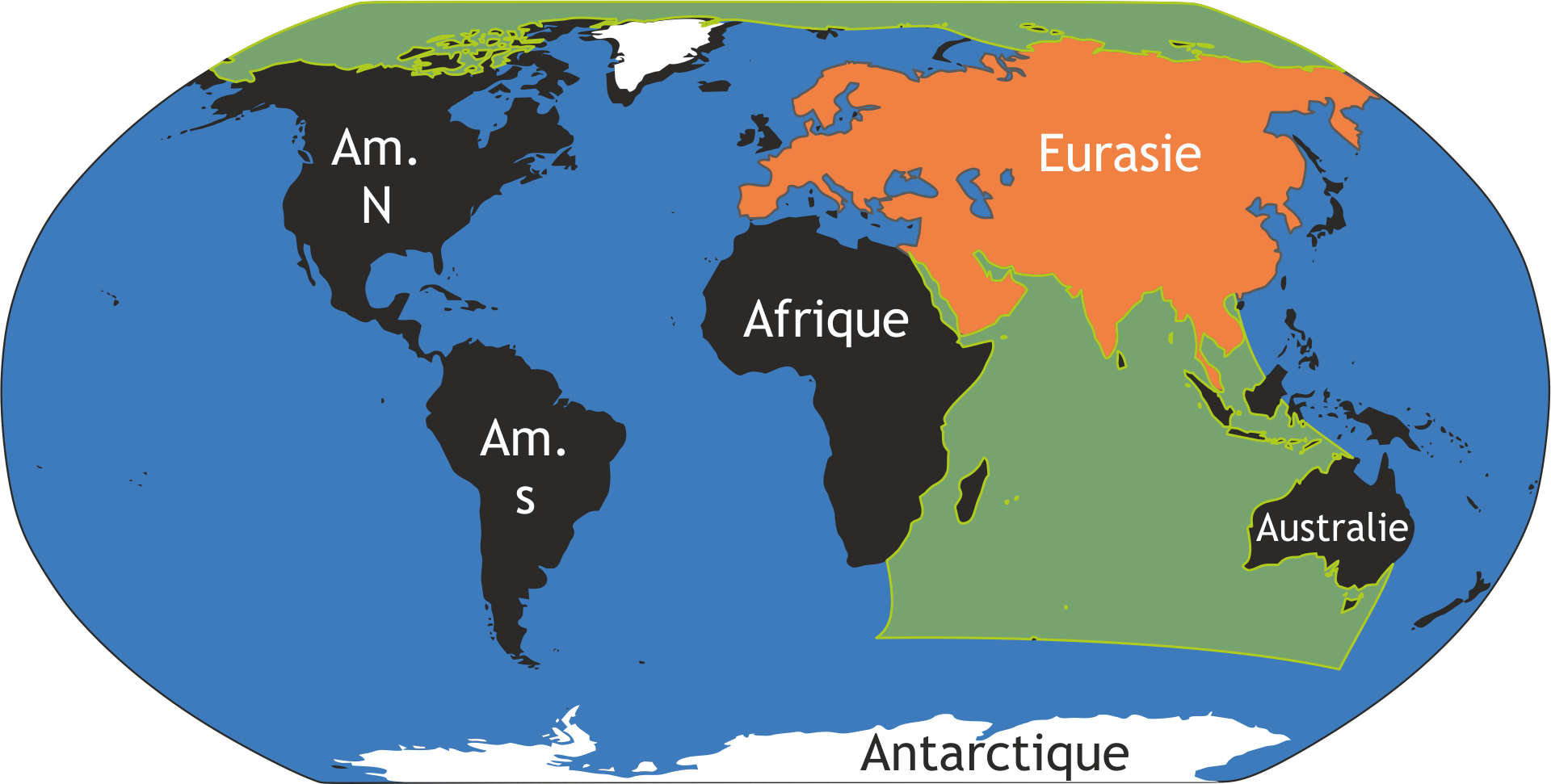 Océan Indien contraint au nord par l'Eurasie et donc empêchant la communication avec l'Arctique