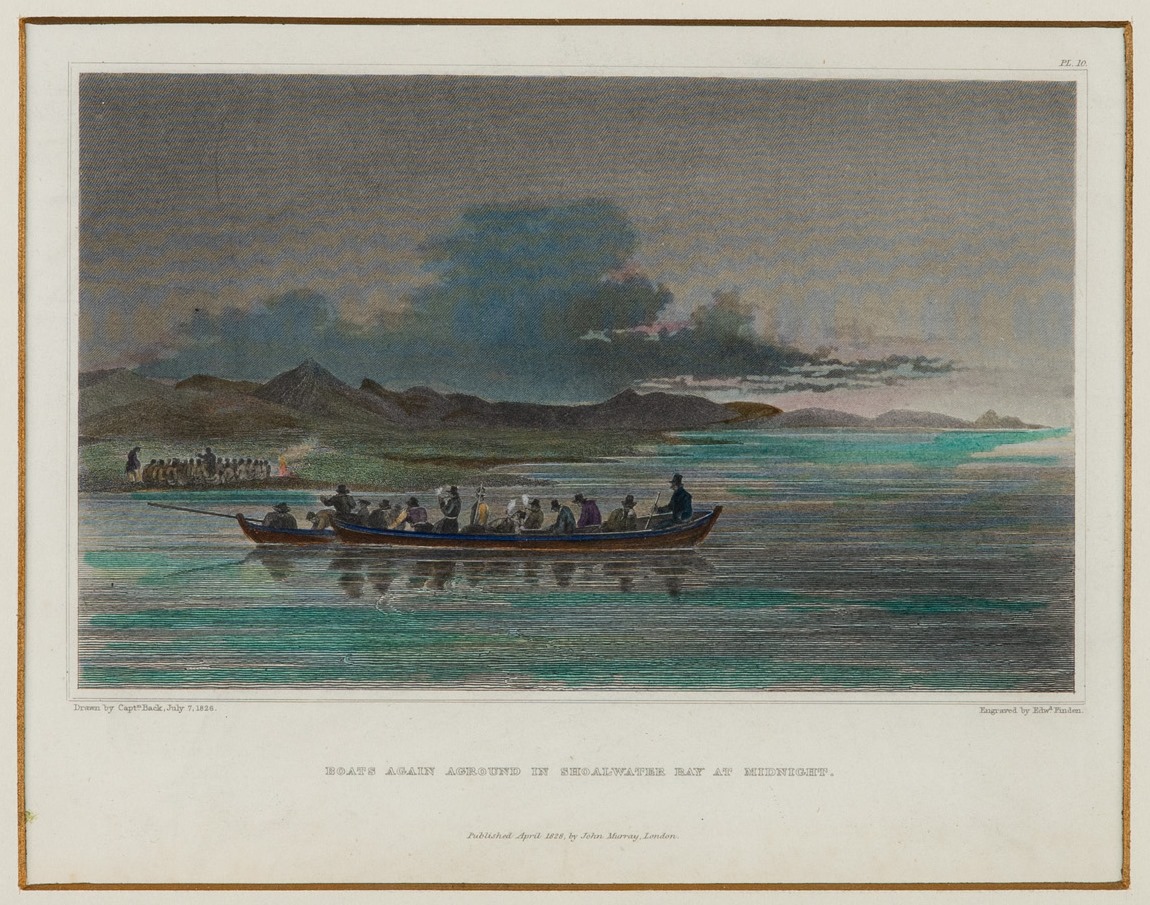 L'équipe de Franklin sur la mer à minuit en vue de la côte arctique canadienne - 1826