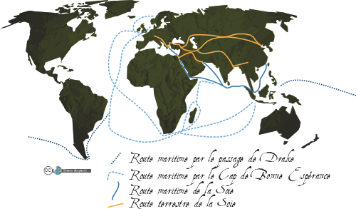 Routes maritimes pour rejoindre l'Asie depuis l'Europe