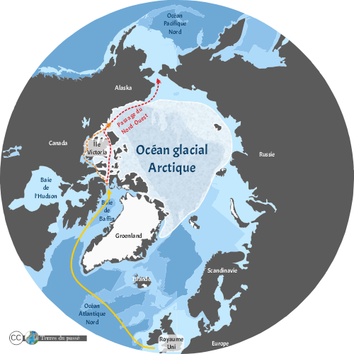 Carte de l'Arctique et du passage du Nord-Ouest
