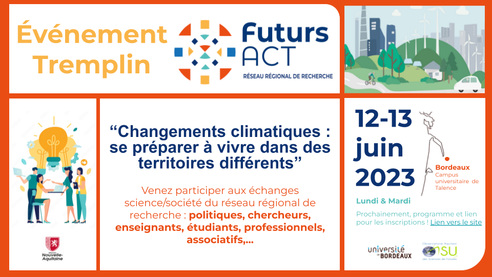 Futurs-ACT et le Tremplin 2023 : une rencontre sur le thème du changement climatique et ses conséquences en Nouvelle-Aquitaine 