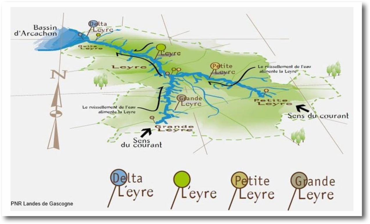 Carte de la vallée de la Leyre